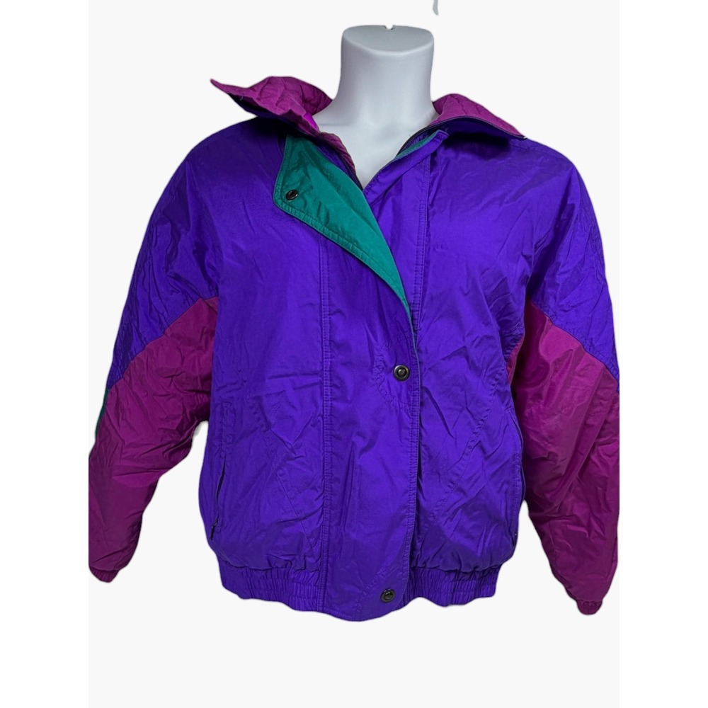 Vintage Gerry Ski Jacket Womens 14 Purple Colorblock Insulated Puffer 90s Retro